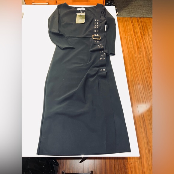 CHIARA BONI LA PETITE ROBE Cibeles 3/4 Sleeve Draped Sheath Dress BNWT SZ6 - Picture 9 of 12